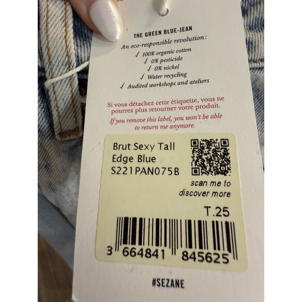 Sezane NWT Brut Sexy Tall Jeans in Edge Blue Light Wash Size 25 Organic Cotton - Picture 10 of 12